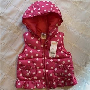 Gymboree girls size 2-3T pink polkadot puffer vest